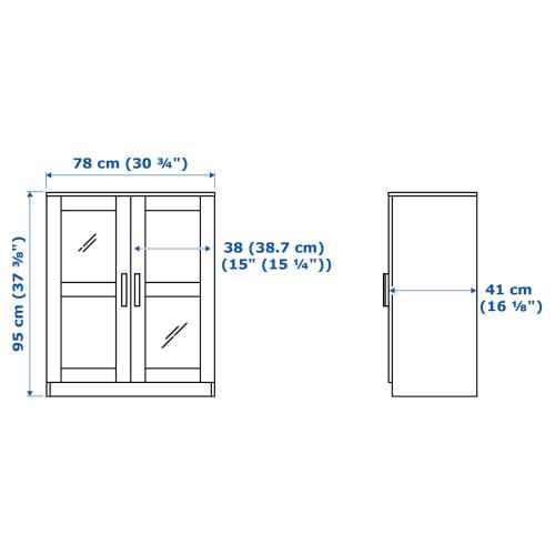 IKEA BRIMNES Cabinet with Doors, Glass 79x95CM Black