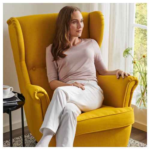 IKEA STRANDMON Wing Chair, Skiftebo Yellow