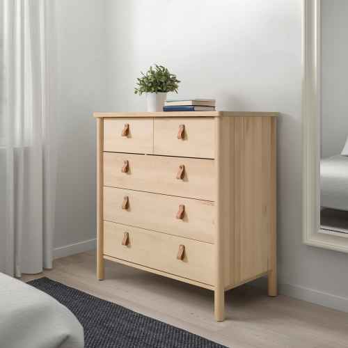 IKEA BJORKSNAS Chest of 5 Drawers 90x90CM Birch