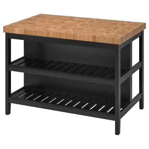 IKEA VADHOLMA Kitchen Island 126x79x90cm, Black, Oak