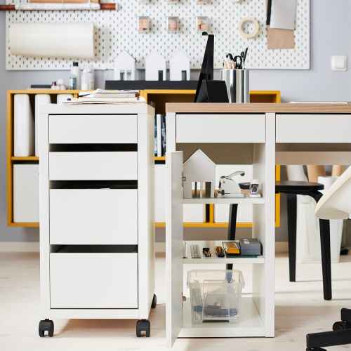 IKEA MICKE Drawer Unit on Castors 35x75cm, White