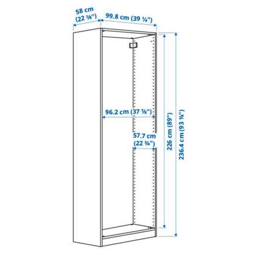 IKEA PAX Wardrobe frame 100x58x236cm White