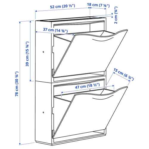 IKEA TRONES Shoe Cabinet/Storage 52x39cm, Black