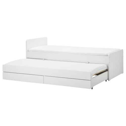 IKEA SLAKT Bed Frame with Underbed and Storage, White