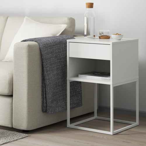 IKEA VIKHAMMER Bedside Table 40x39cm, White