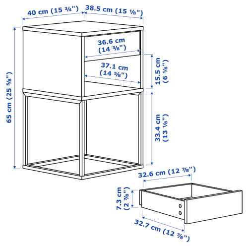 IKEA VIKHAMMER Bedside table 40x39cm White