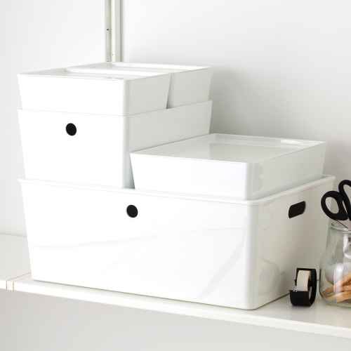 IKEA KUGGIS Box with lid 37x54x21cm White(stackable)