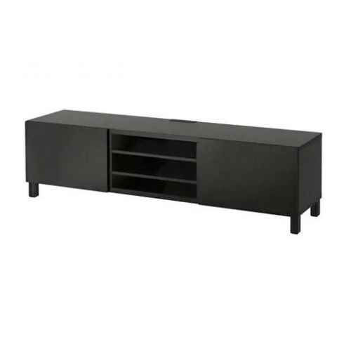 (Besta Part)IKEA BESTA TV bench with drawers, Lappviken black-brown, 180x40x48 cm