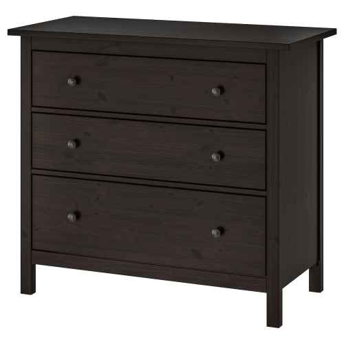 IKEA HEMNES Chest of 3 Drawers 108x96CM Black-Brown