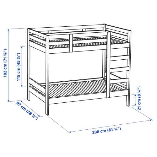 IKEA MYDAL Bunk Bed Frame 97x206cm Pine