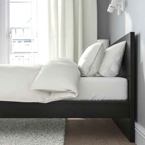 IKEA MALM Small Queen Bed Frame, High, Black-Brown & Luroy