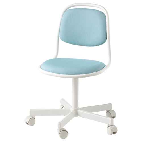 IKEA ORFJALL Children's desk chair, white, Vissle blue/green