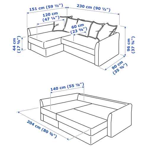 IKEA HOLMSUND Corner sofa-bed, Nordvalla beige