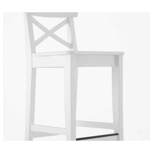 IKEA INGOLF Bar Stool with Backrest 63cm, White