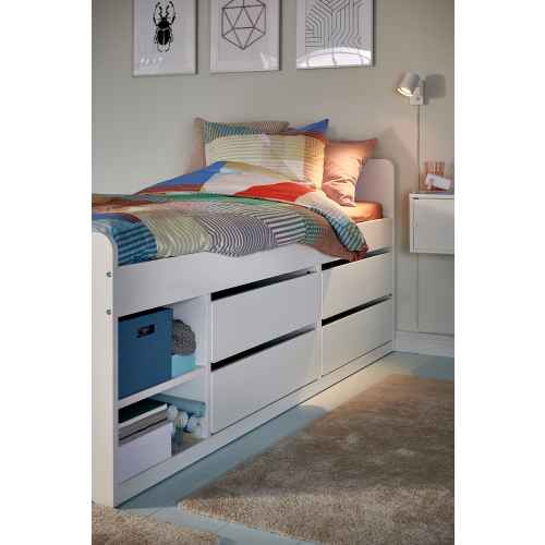 IKEA SLAKT Bedframe with Storage + Slatted Bedbase 90x200cm, White