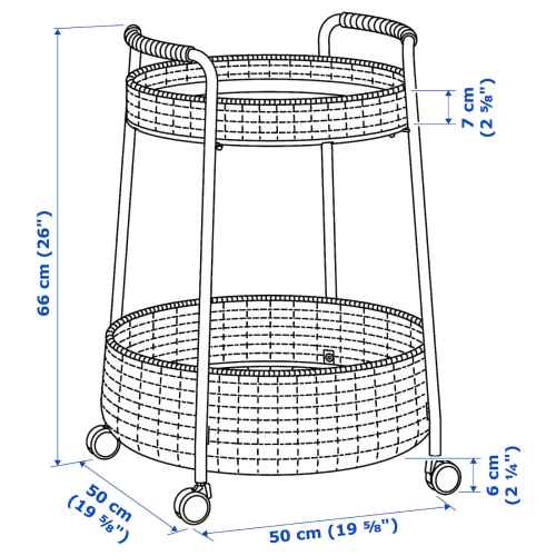 IKEA LUBBAN Trolley Table With Storage RATTAN ANTHRACITE