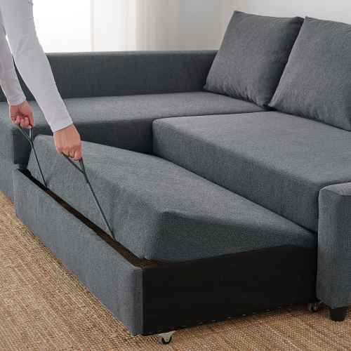 IKEA FRIHETEN Corner sofa-bed with storage, Hyllie Dark Grey