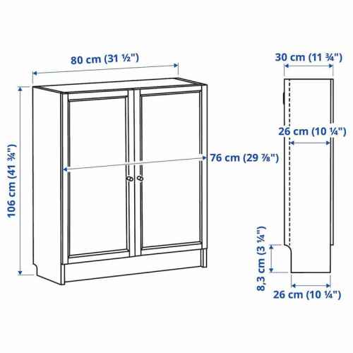 IKEA BILLY/OXBERG Bookcase with Doors 80x30x106cm, White