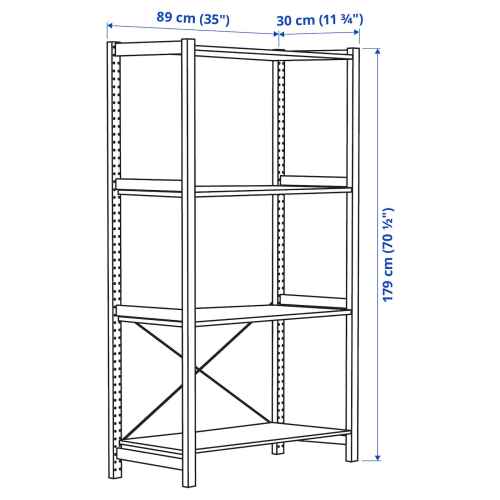 IKEA IVAR 1 Section/Shelves 89x30x179CM PINE