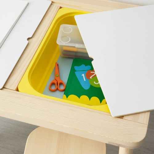 IKEA Children's table 83x58cm + 2 IKEA Storage Box 42x30x10cm White