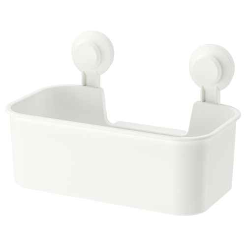 IKEA TISKEN Basket With Suction Cup, WHITE