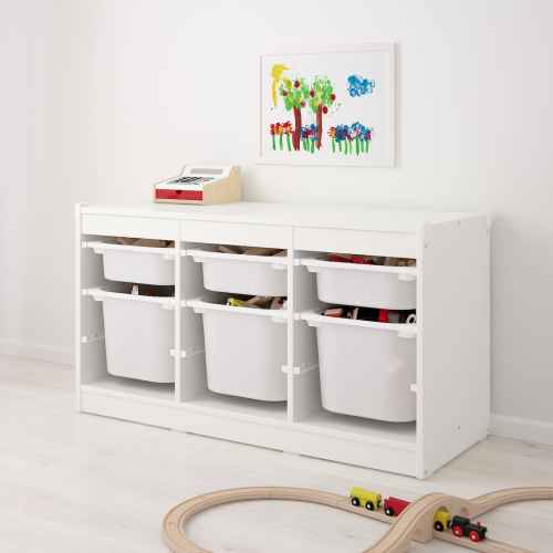 IKEA TROFAST Storage Combination With Boxes 99x44x55CM White, 6 White Boxes