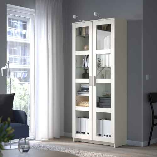 IKEA BRIMNES Glass-door Cabinet 80x190cm, White