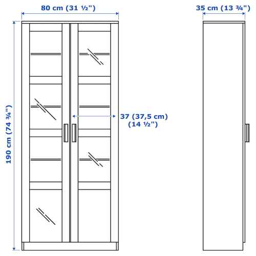 IKEA BRIMNES Glass-door Cabinet 80x190cm, White