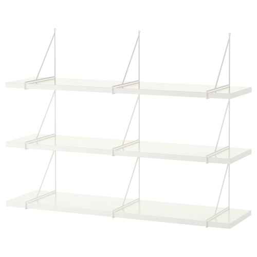 IKEA BERGSHULT / PERSHULT Wall Shelf Combo 120x30CM White, 3 Shelves