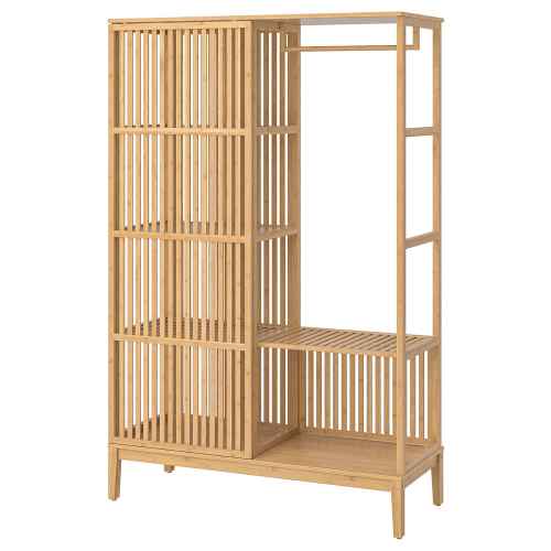 IKEA NORDKISA Open Wardrobe with Sliding Door 120x186cm, Bamboo