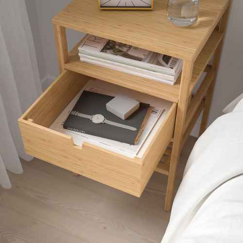 IKEA NORDKISA Bedside Table 40x40CM Bamboo