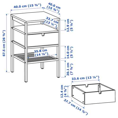 IKEA NORDKISA Bedside Table 40x40CM Bamboo