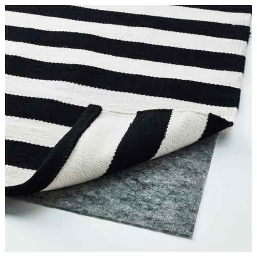 IKEA STOCKHOLM Rug, Flatwoven, Handmade Black stripe, Off-white strip