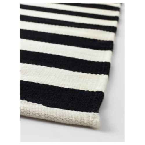 IKEA STOCKHOLM Rug, Flatwoven, Handmade Black stripe, Off-white strip