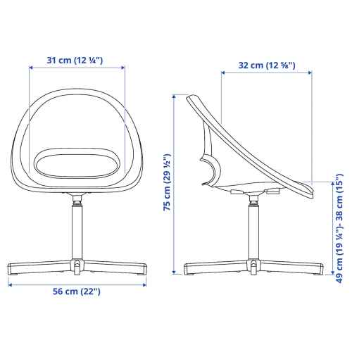 IKEA LOBERGET / SIBBEN Children's Desk Chair, White