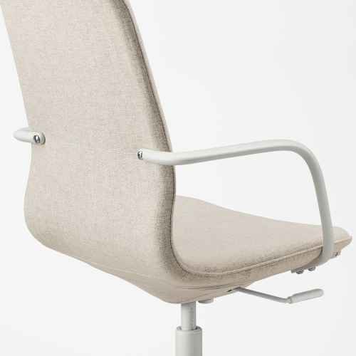 IKEA LANGFJALL Office Chair With Armrests, Gunnared Beige, White