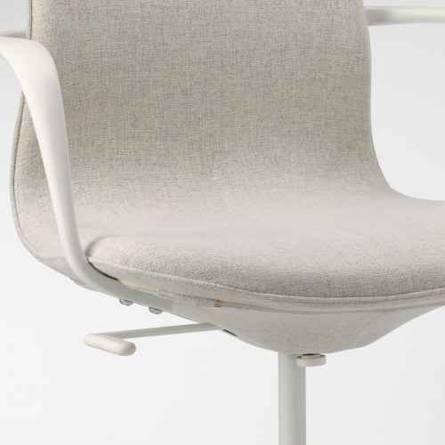 IKEA LANGFJALL Office Chair With Armrests, Gunnared Beige, White