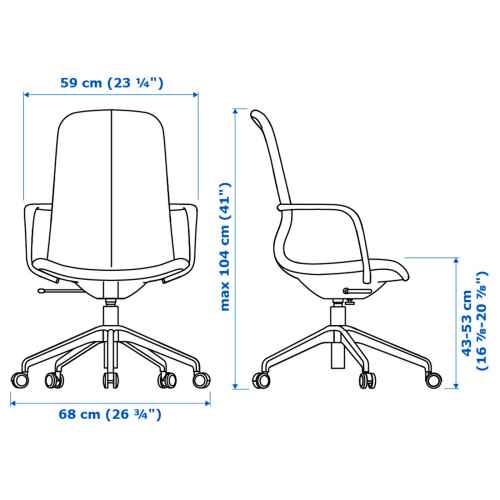 IKEA LANGFJALL Conference Chair with Armrests 68x68x104cm, Beige, White