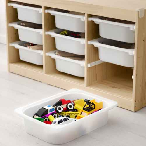 IKEA TROFAST Storage Combination With Boxes, Light White Stained Pine, White, 99 x 44 x 52 cm