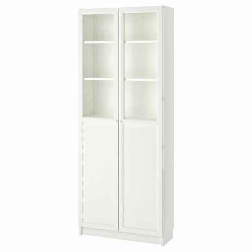 IKEA BILLY Bookcase with Panel/Glass Doors 80x30x202cm, White