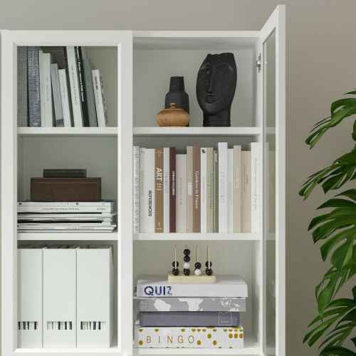 IKEA BILLY Bookcase with Panel/Glass Doors 80x30x202cm, White