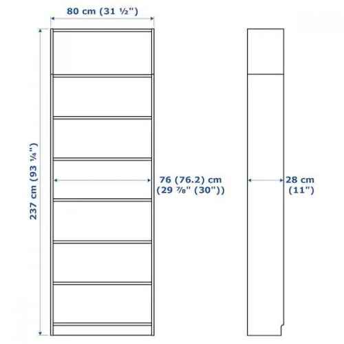 IKEA BILLY Bookcase W Hght Ext Ut/Pnl/Glss Drs, 80x30x237 cm White