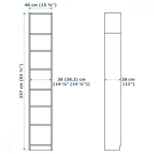 IKEA BILLY OXBERG Bookcase, 40x30x237cm, White, Glass