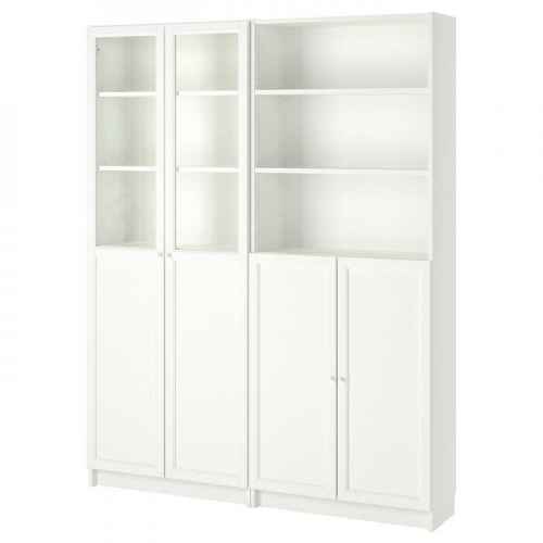 IKEA BILLY / OXBERG Bookcase With Panel/Glass Doors, 160x30x202 cm White