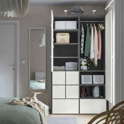 VISTHUS Wardrobe, grey/white, 122x59x216 cm