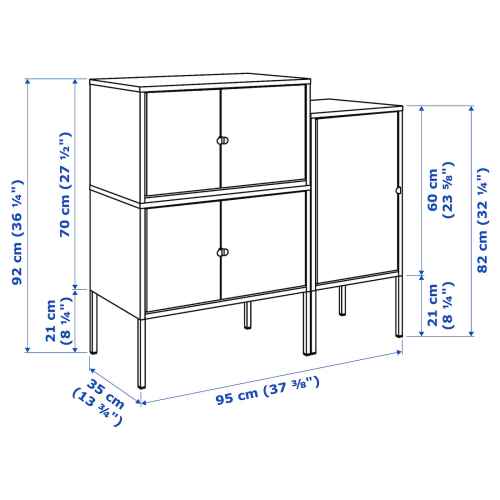 LIXHULT Cabinet combination, grey/anthracite, 95x35x92 cm