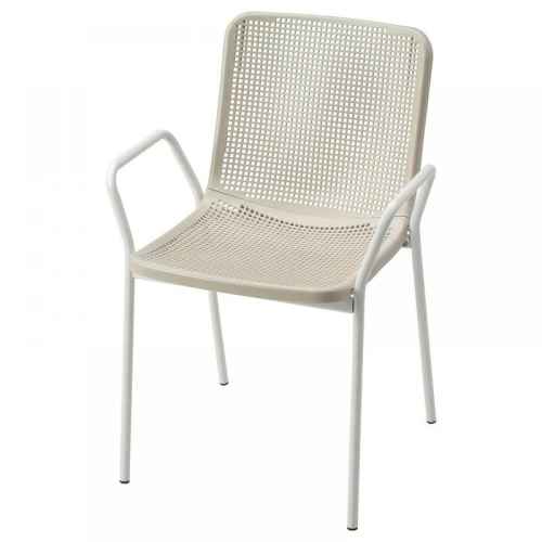 TORPARO Chair with armrests, in/outdoor, white/beige