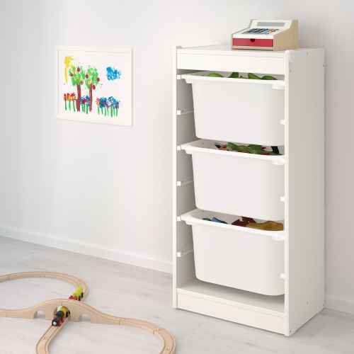 IKEA TROFAST Storage Combination With Boxes, 46x30x94 cm White, White