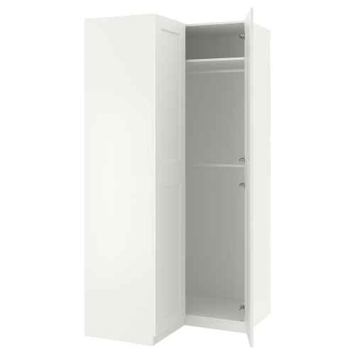 (Pax Part)PAX Corner wardrobe, white, Glimore white 111x111x236 cm