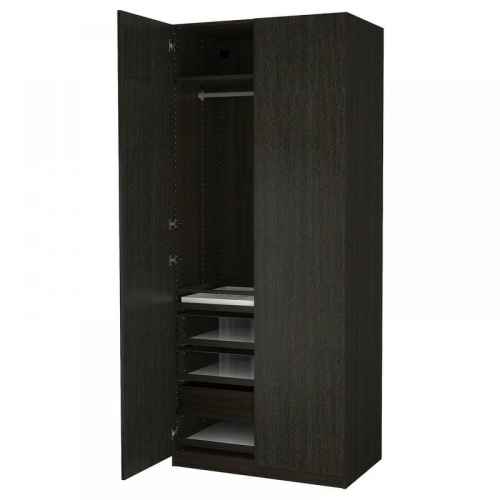 PAX Wardrobe combination, black-brown, brown stained ash effect 100x60x236 cm